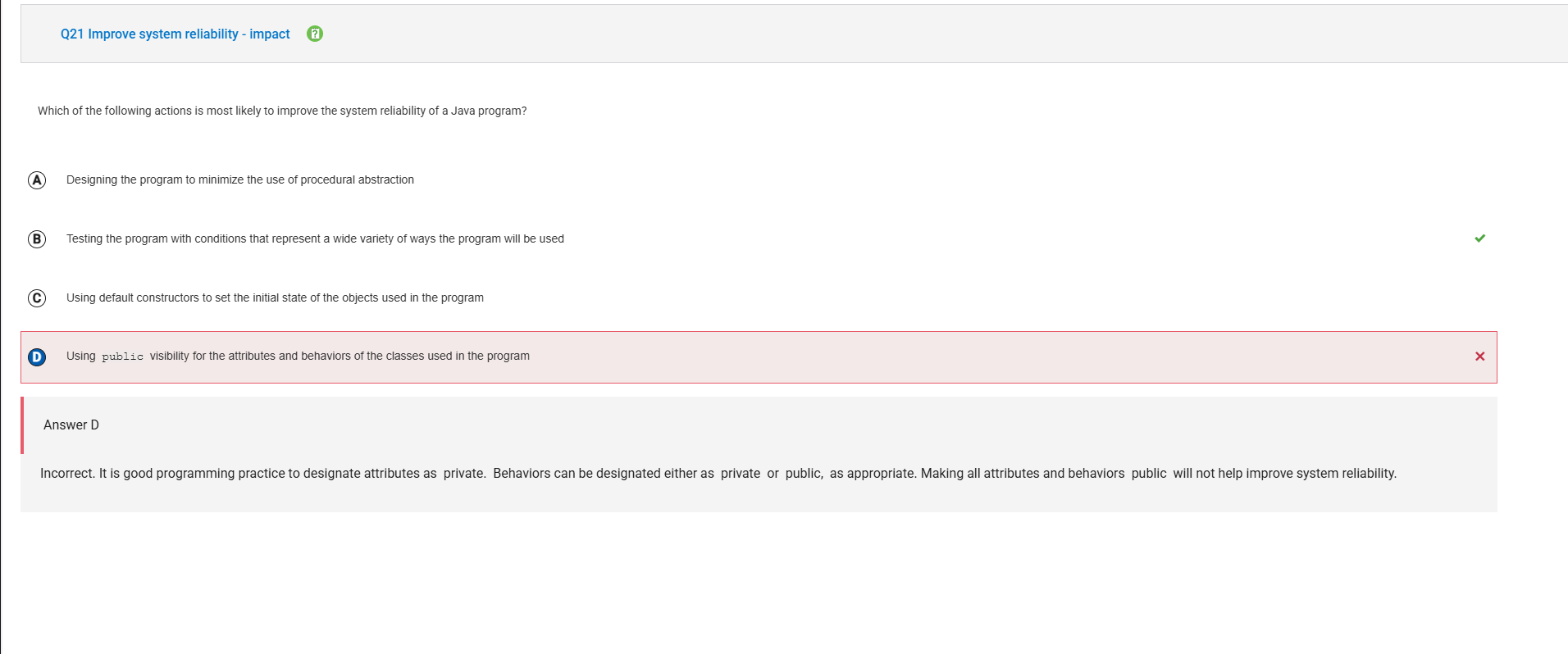 Incorrect Q21 - system reliability
