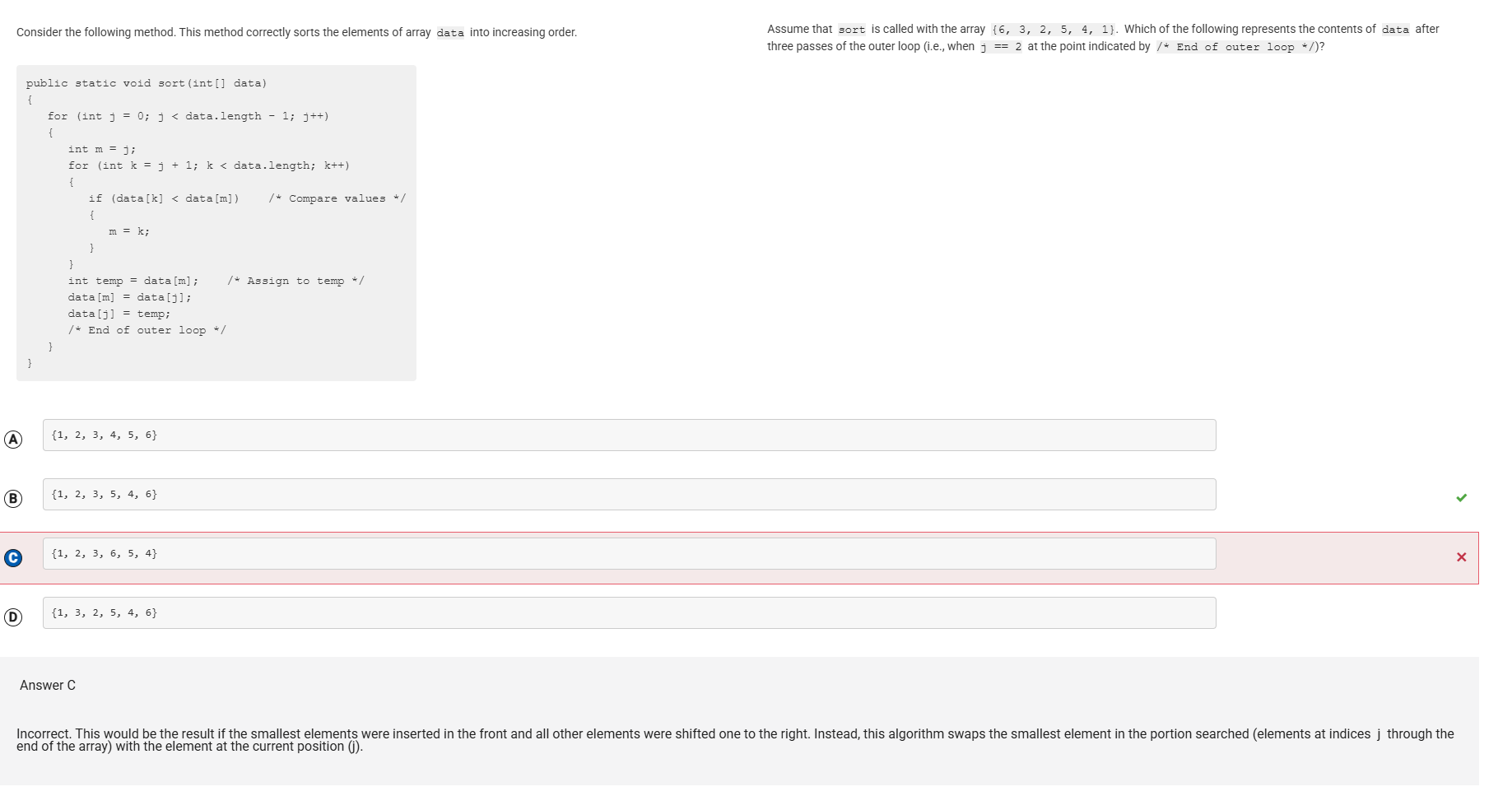 Incorrect Q40 - array after passes